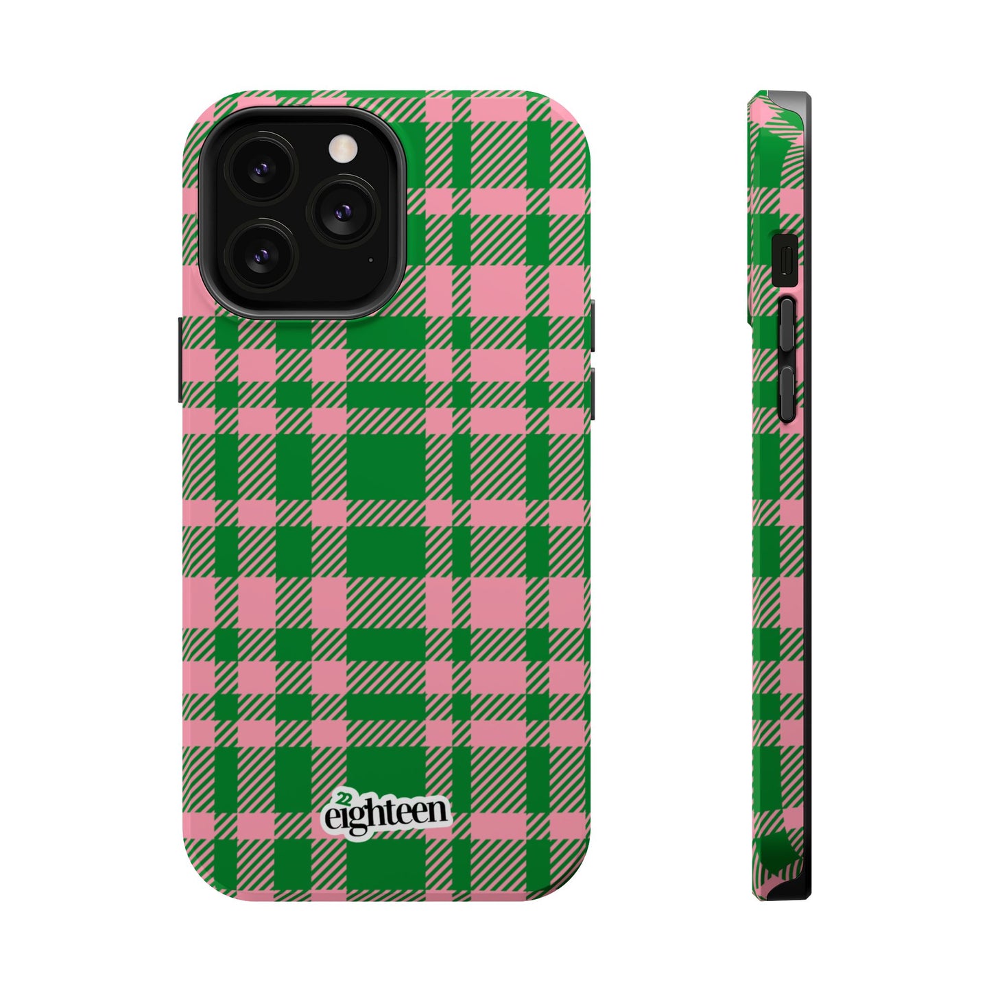 Pink Salmon & Apple Green Sorority Plaid MagSafe Tough Case