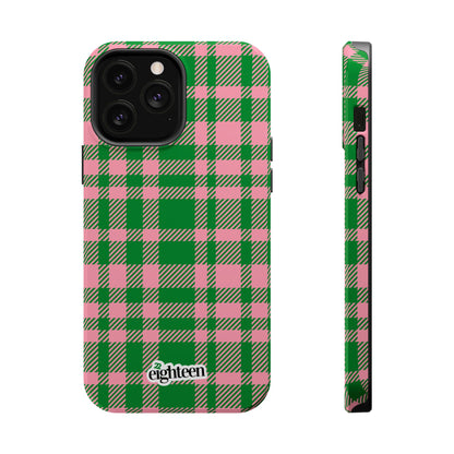 Pink Salmon & Apple Green Sorority Plaid MagSafe Tough Case