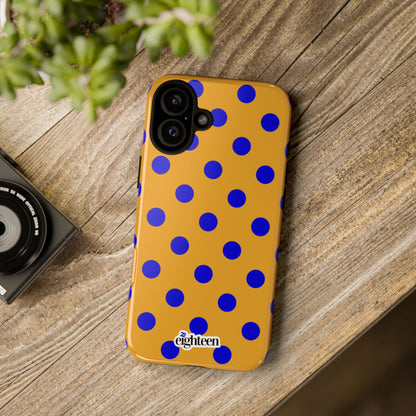 Royal Blue & Gold Polka Dot Tough Phone Case