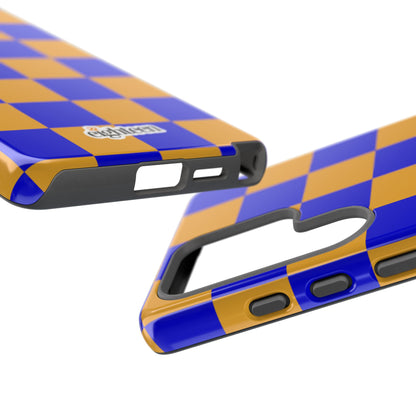 Royal Blue & Gold Checkered Tough Phone Case