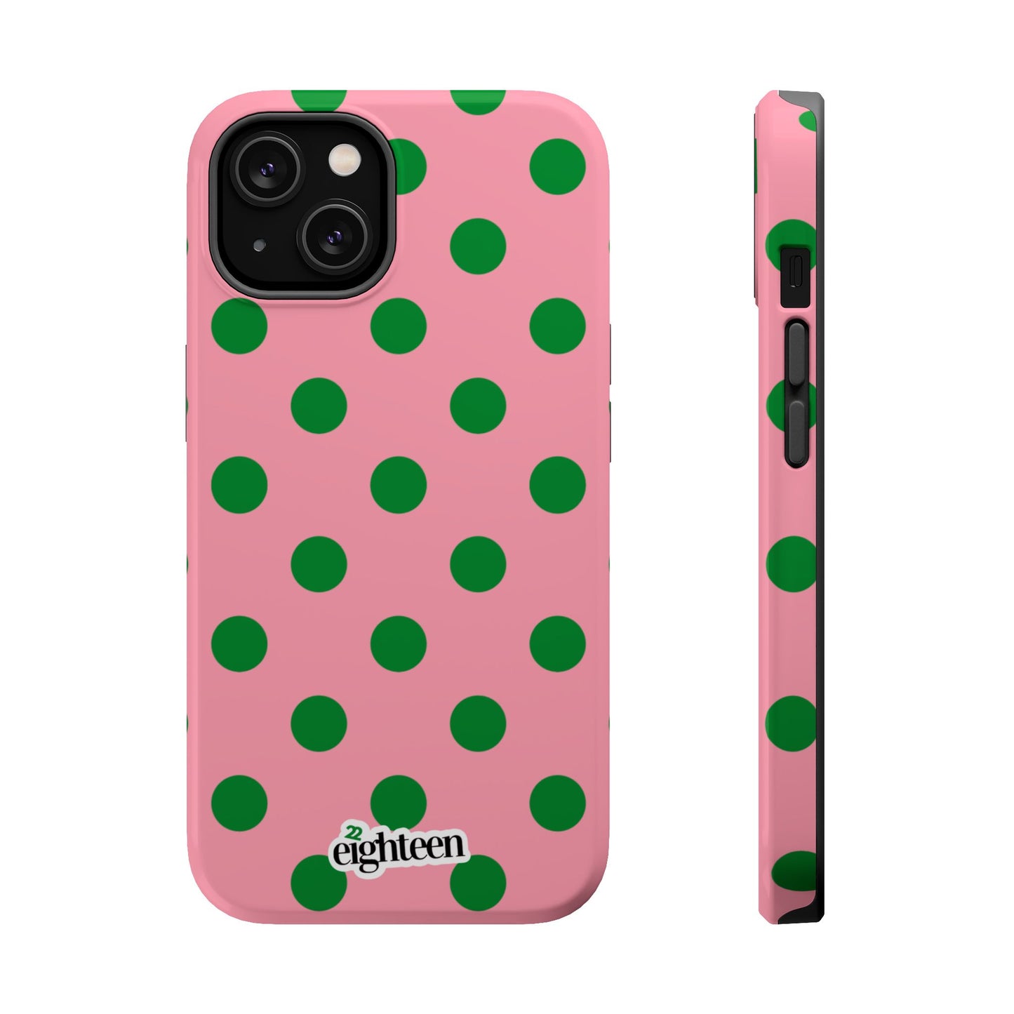 Pink Salmon & Apple Green Sorority Polka Dot MagSafe Tough Case