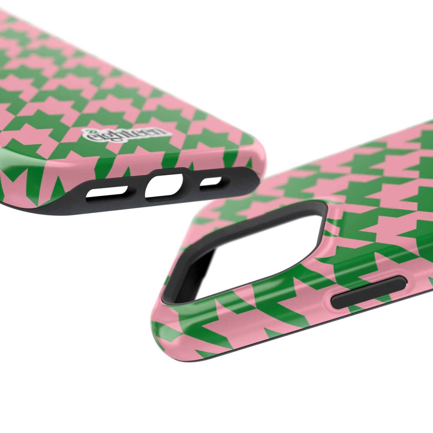 Pink Salmon & Apple Green Sorority Houndstooth MagSafe Tough Case