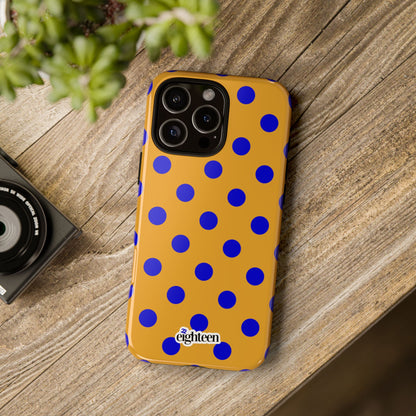 Royal Blue & Gold Polka Dot Tough Phone Case