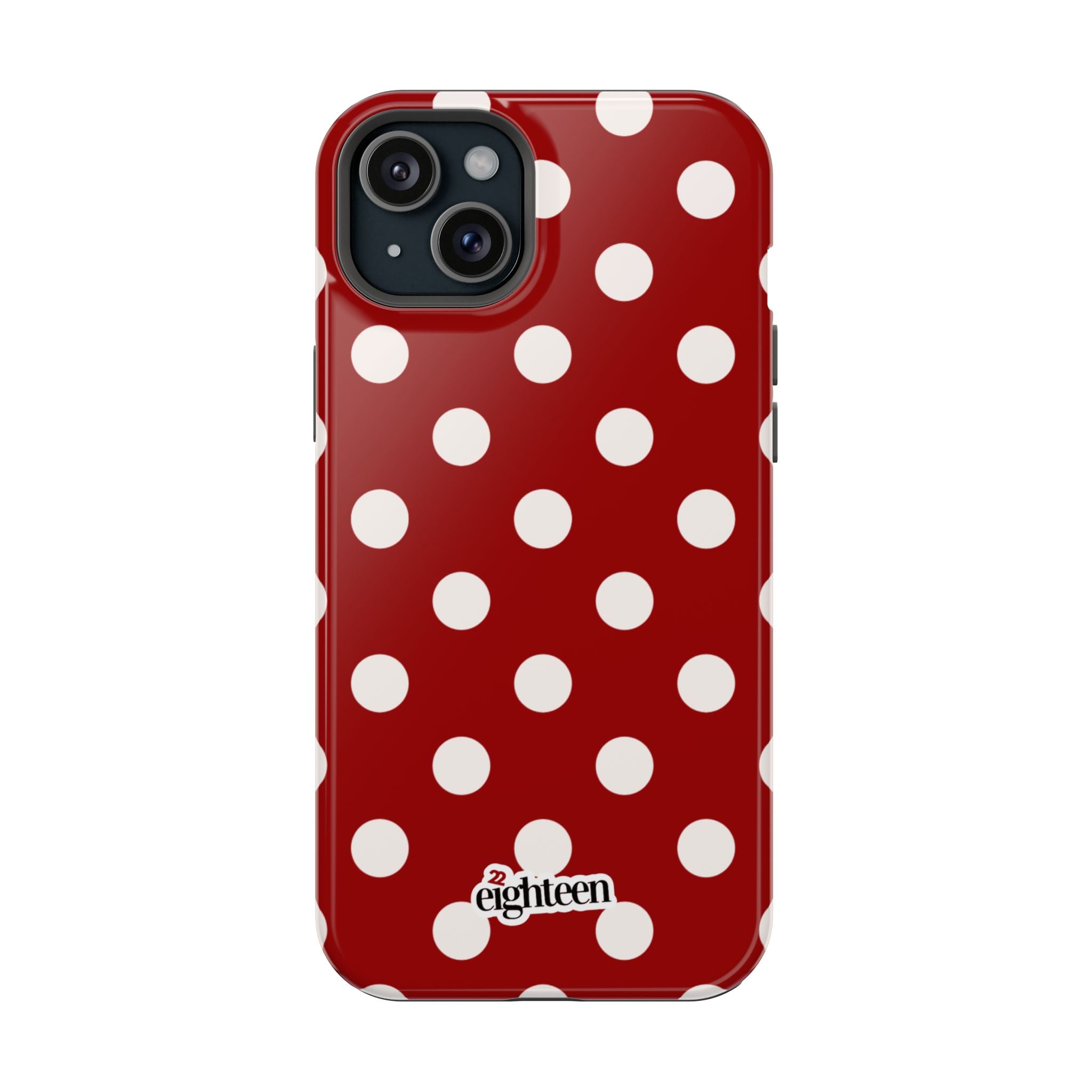 Crimson & Cream Polka Dot MagSafe Tough Case