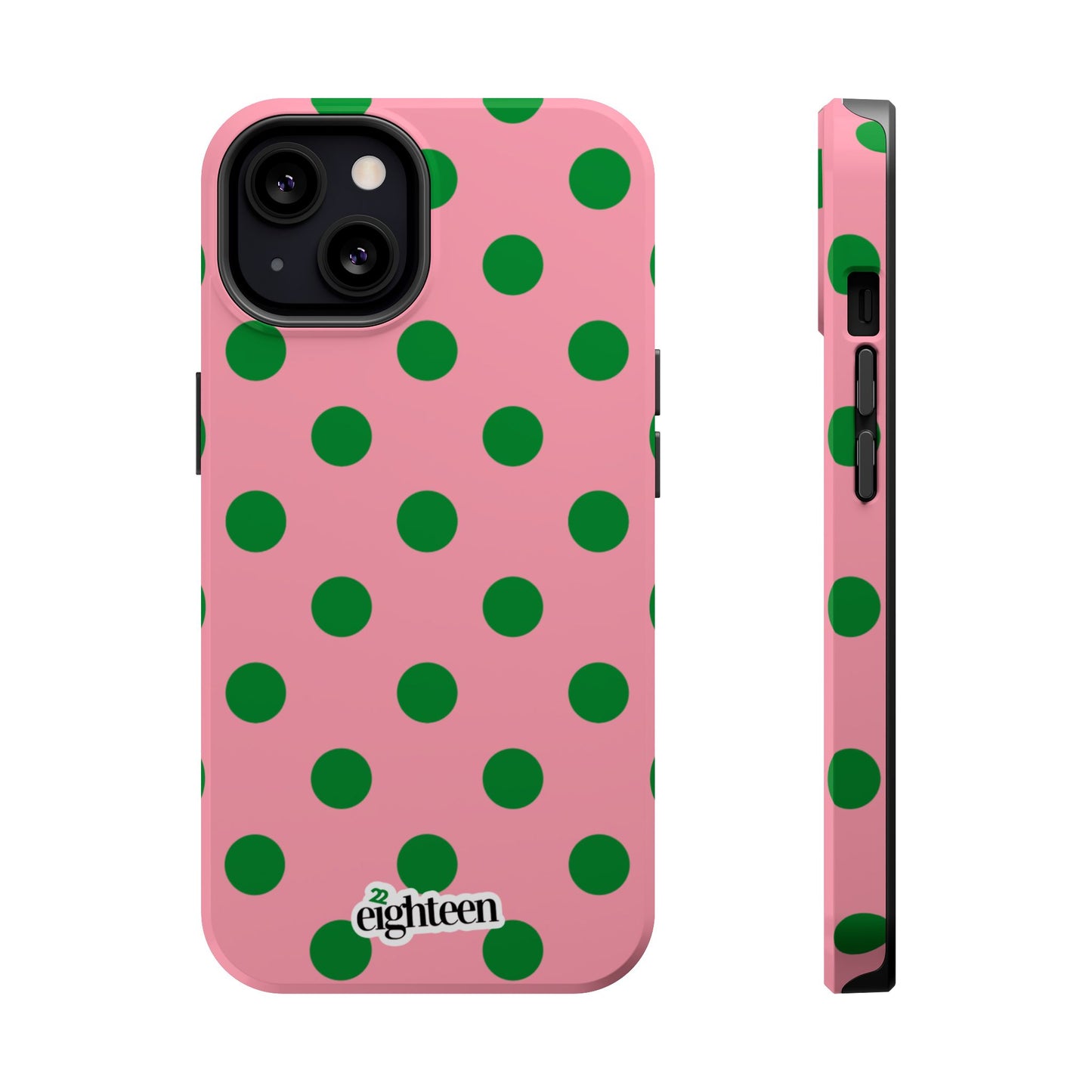 Pink Salmon & Apple Green Sorority Polka Dot MagSafe Tough Case