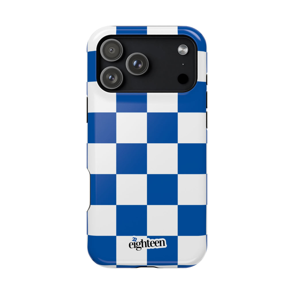 Royal Blue & White Check, Please! MagSafe Phone Case