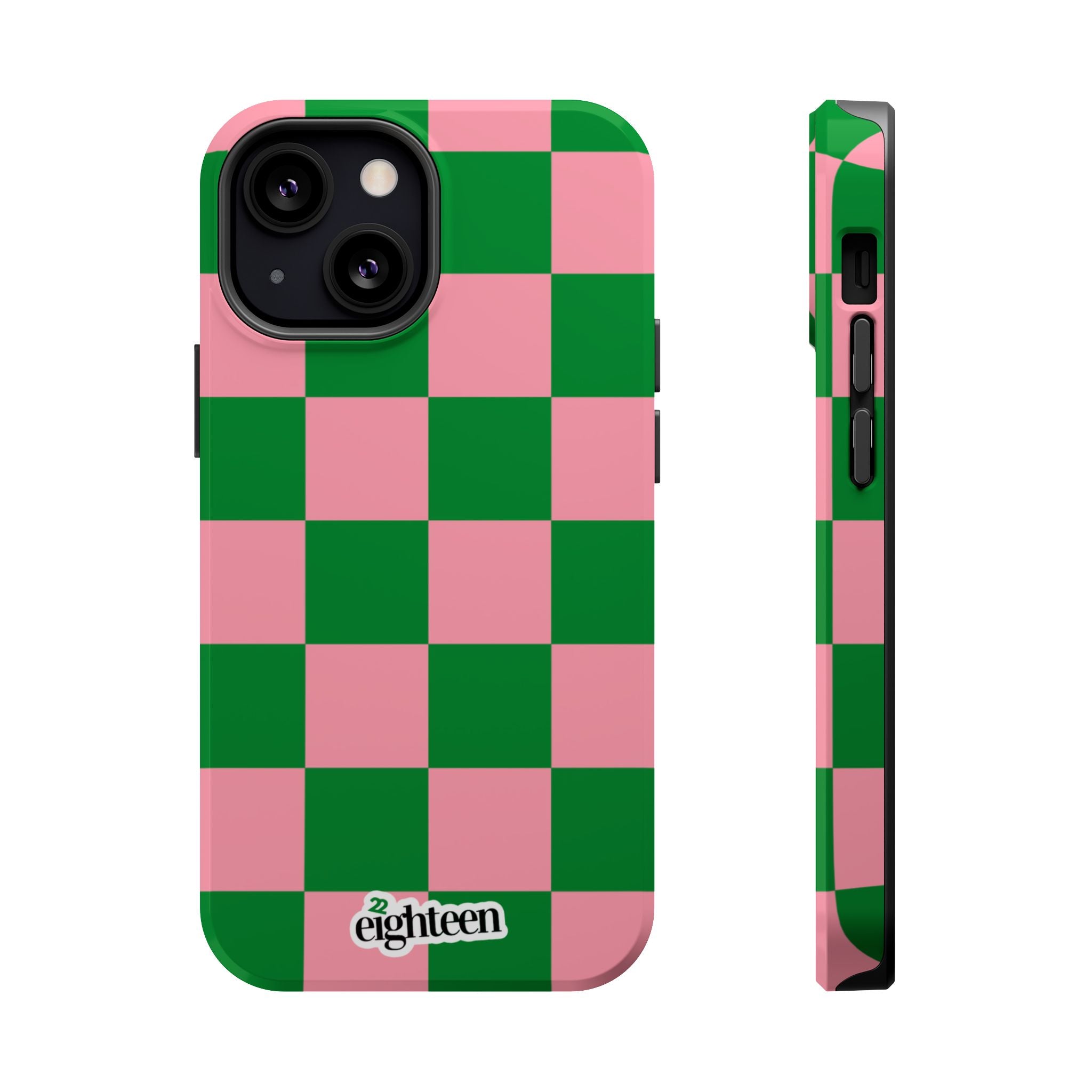 Pink Salmon & Apple Green Sorority Checkered MagSafe Tough Case