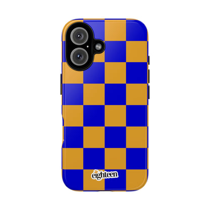 Royal Blue & Gold Checkered Tough Phone Case
