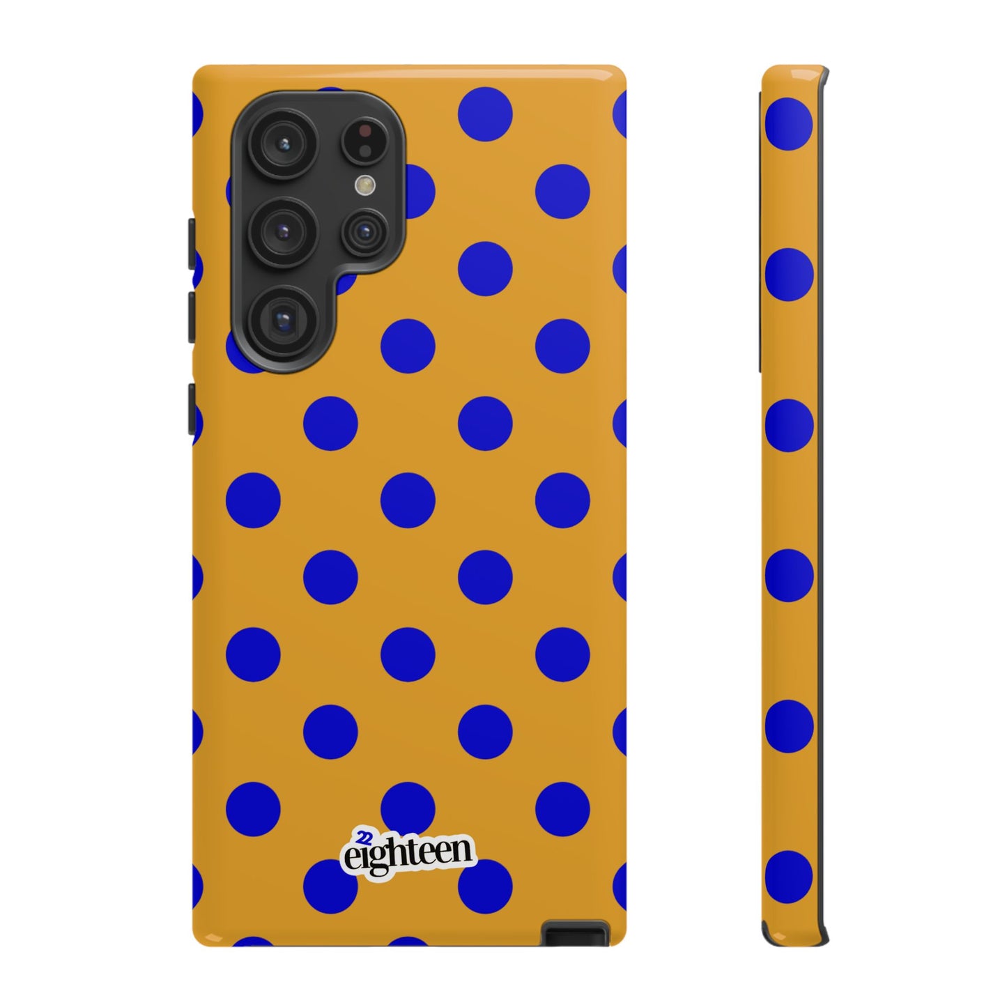 Royal Blue & Gold Polka Dot Tough Phone Case