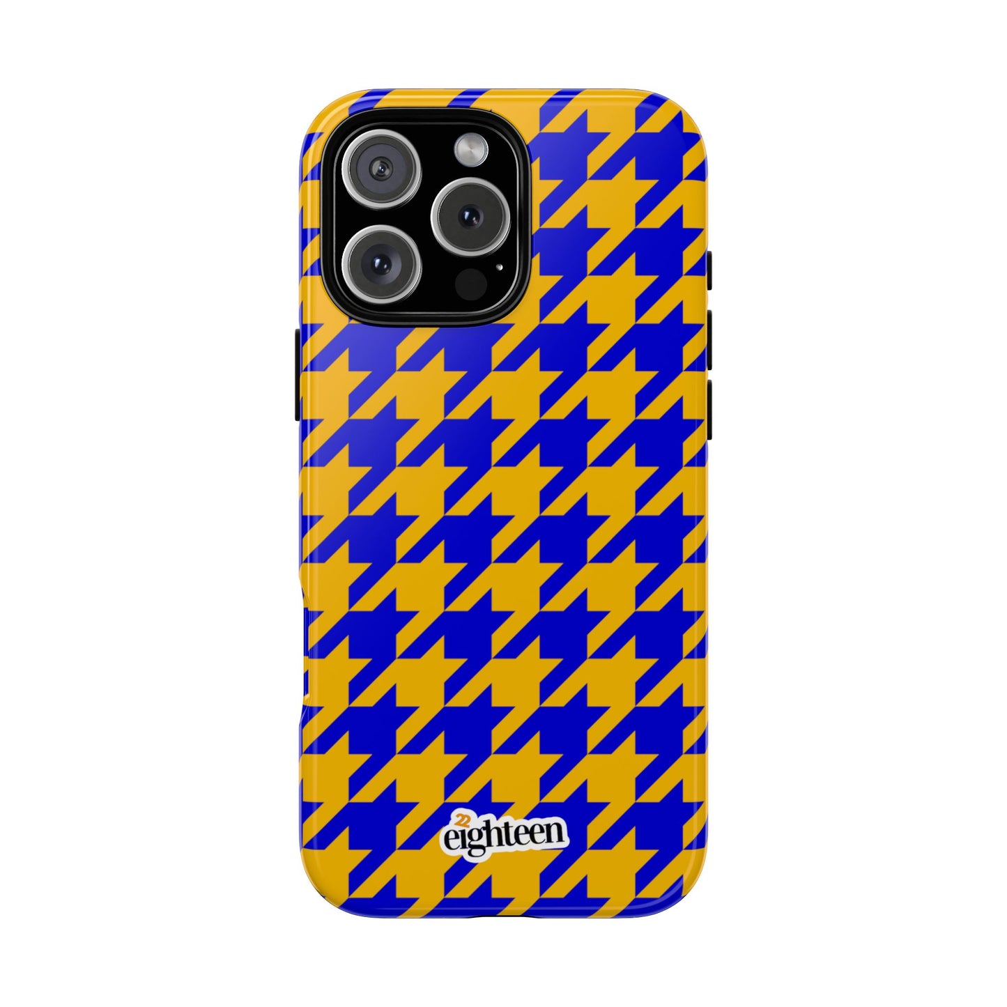 Royal Blue & Gold Houndstooth Tough Phone Case
