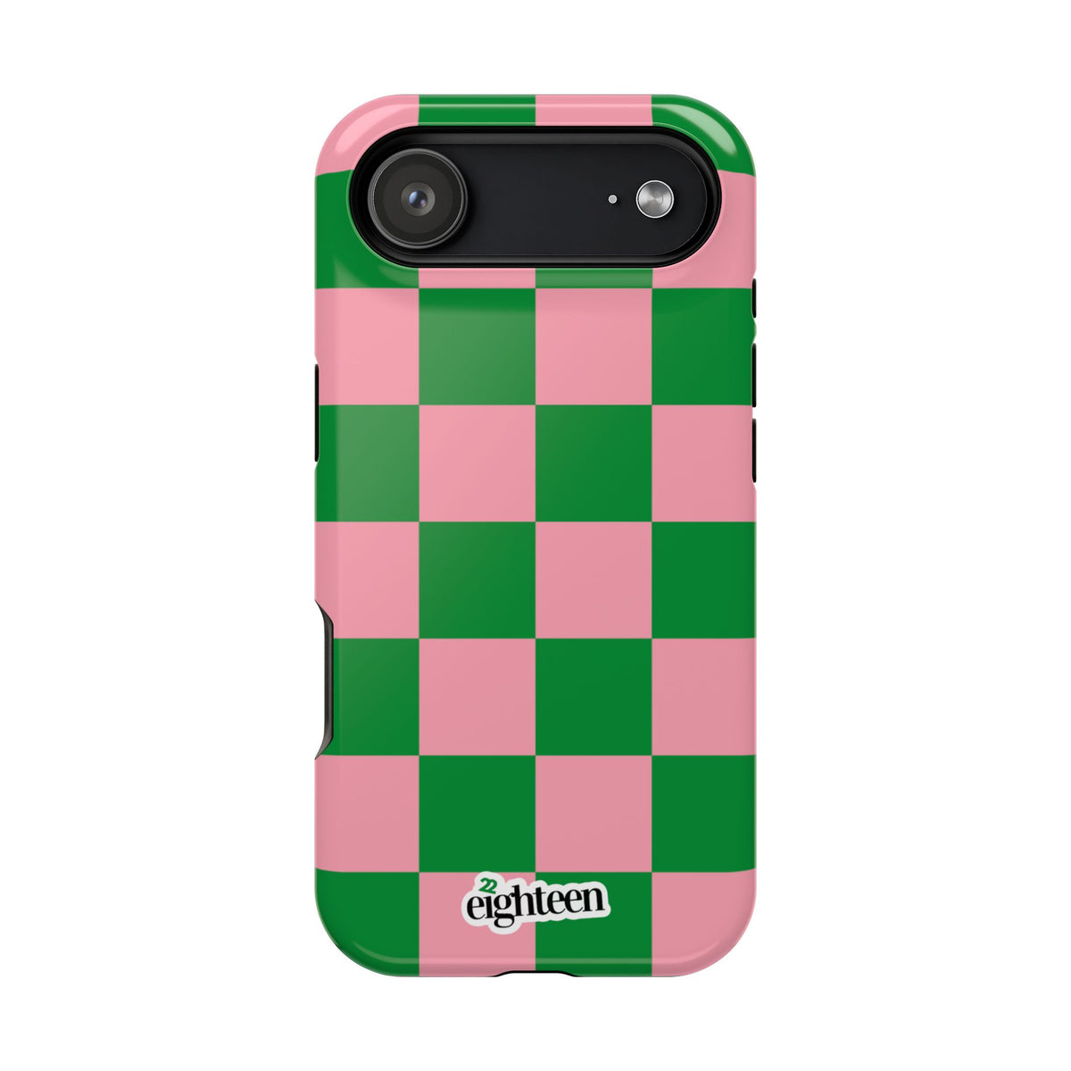 Pink Salmon & Apple Green Check, Please! MagSafe Phone Case