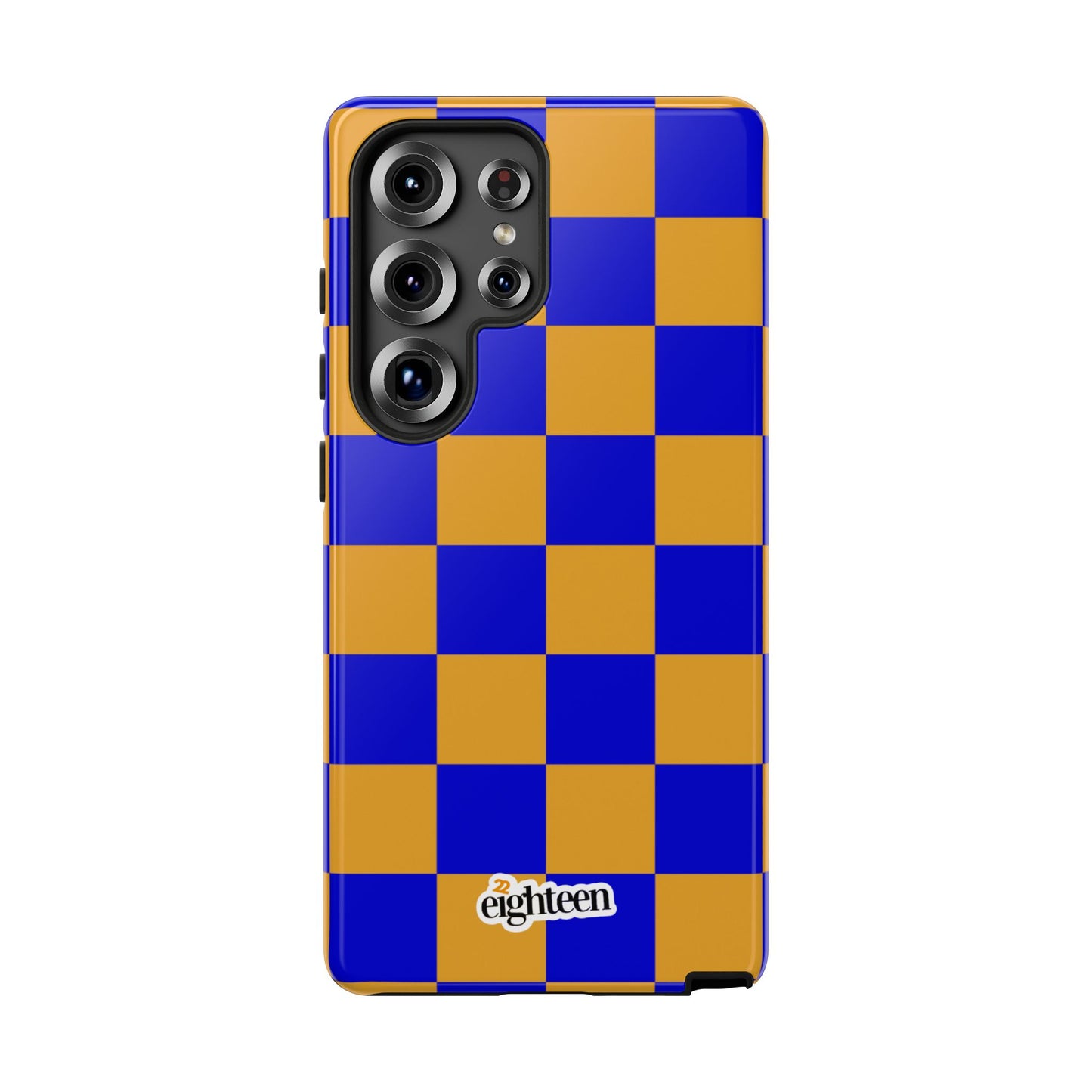 Royal Blue & Gold Checkered Tough Phone Case
