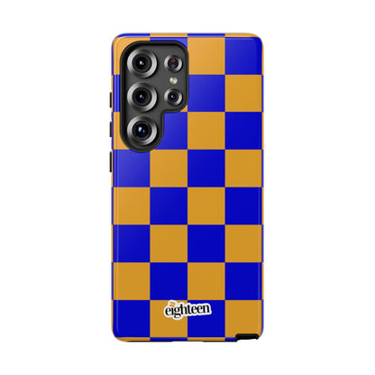 Royal Blue & Gold Checkered Tough Phone Case
