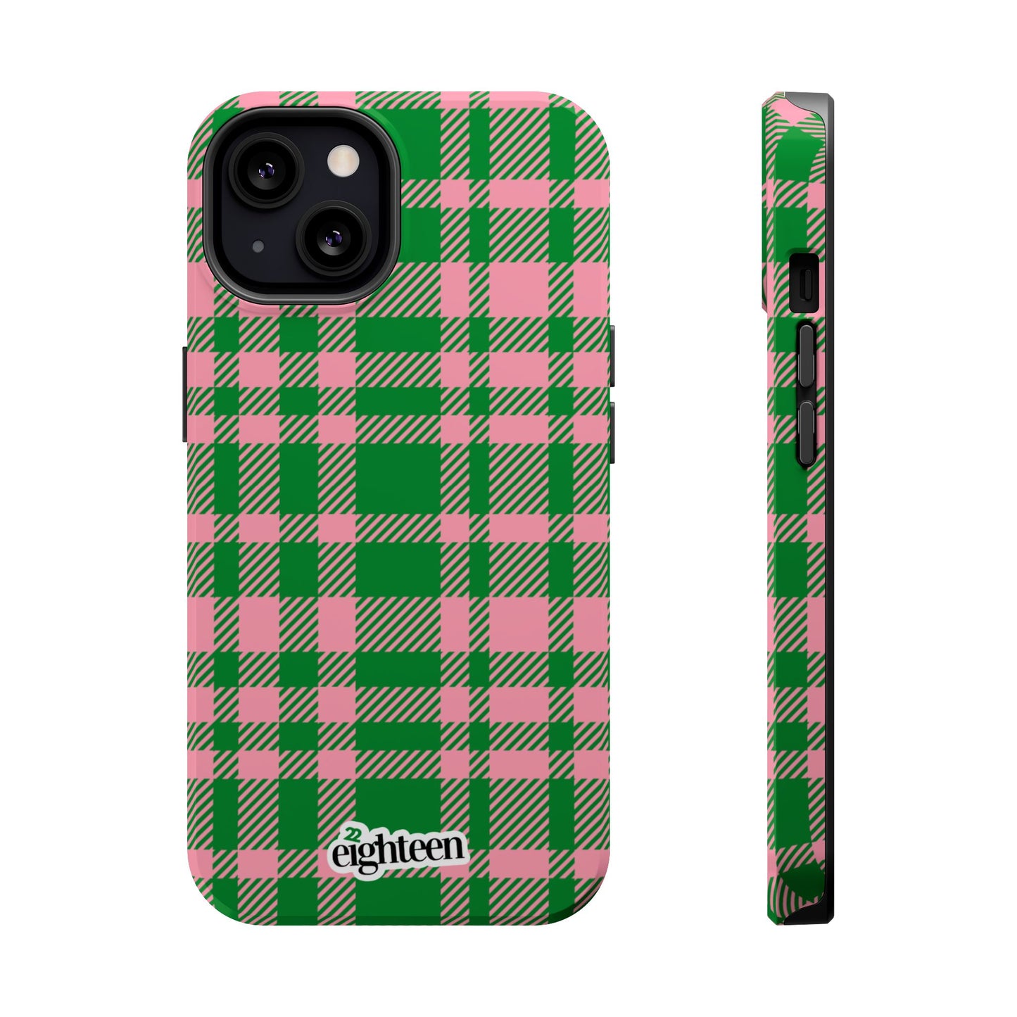 Pink Salmon & Apple Green Sorority Plaid MagSafe Tough Case