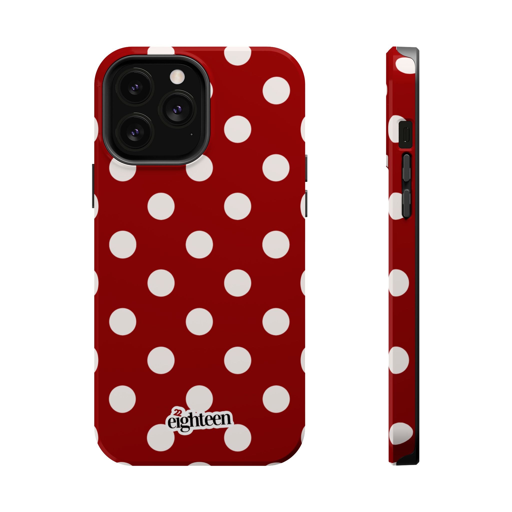 Crimson & Cream Polka Dot MagSafe Tough Case