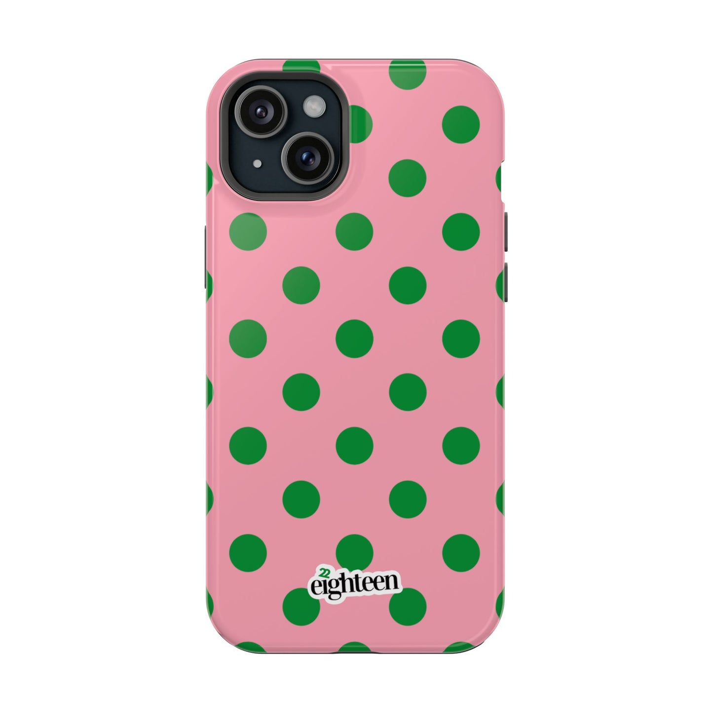 Pink Salmon & Apple Green Sorority Polka Dot MagSafe Tough Case