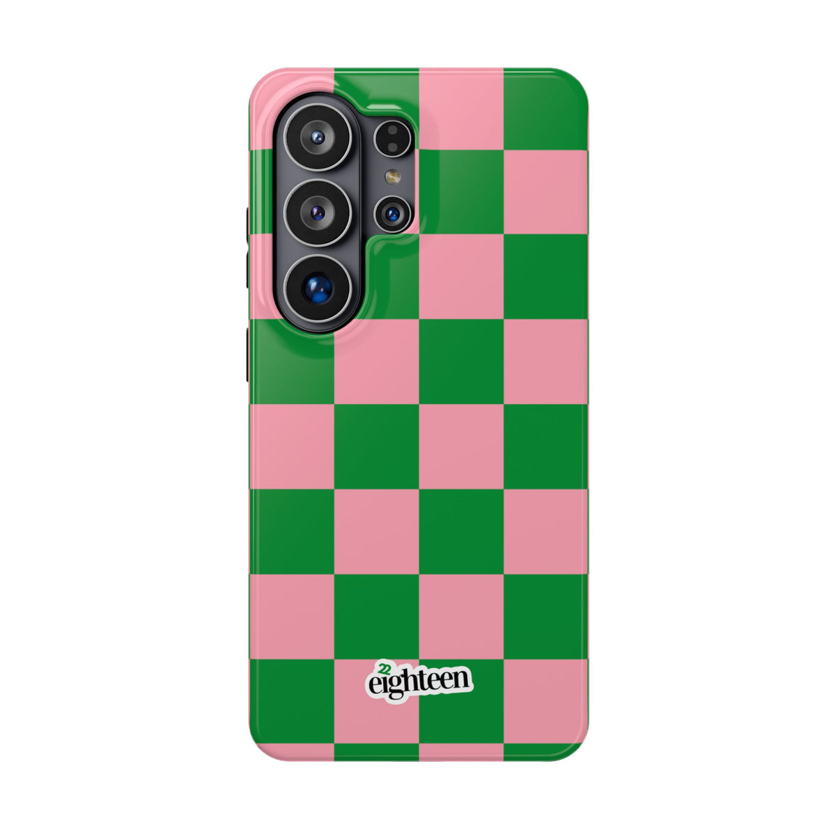 Pink Salmon & Apple Green Check, Please! MagSafe Phone Case