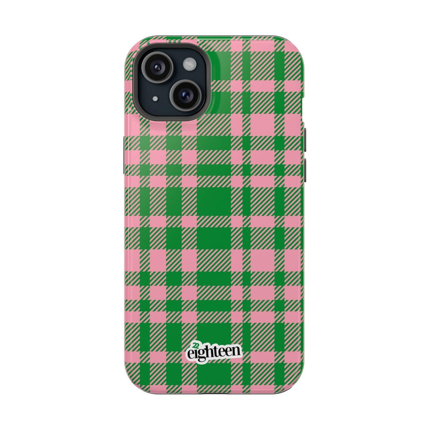 Pink Salmon & Apple Green Sorority Plaid MagSafe Tough Case