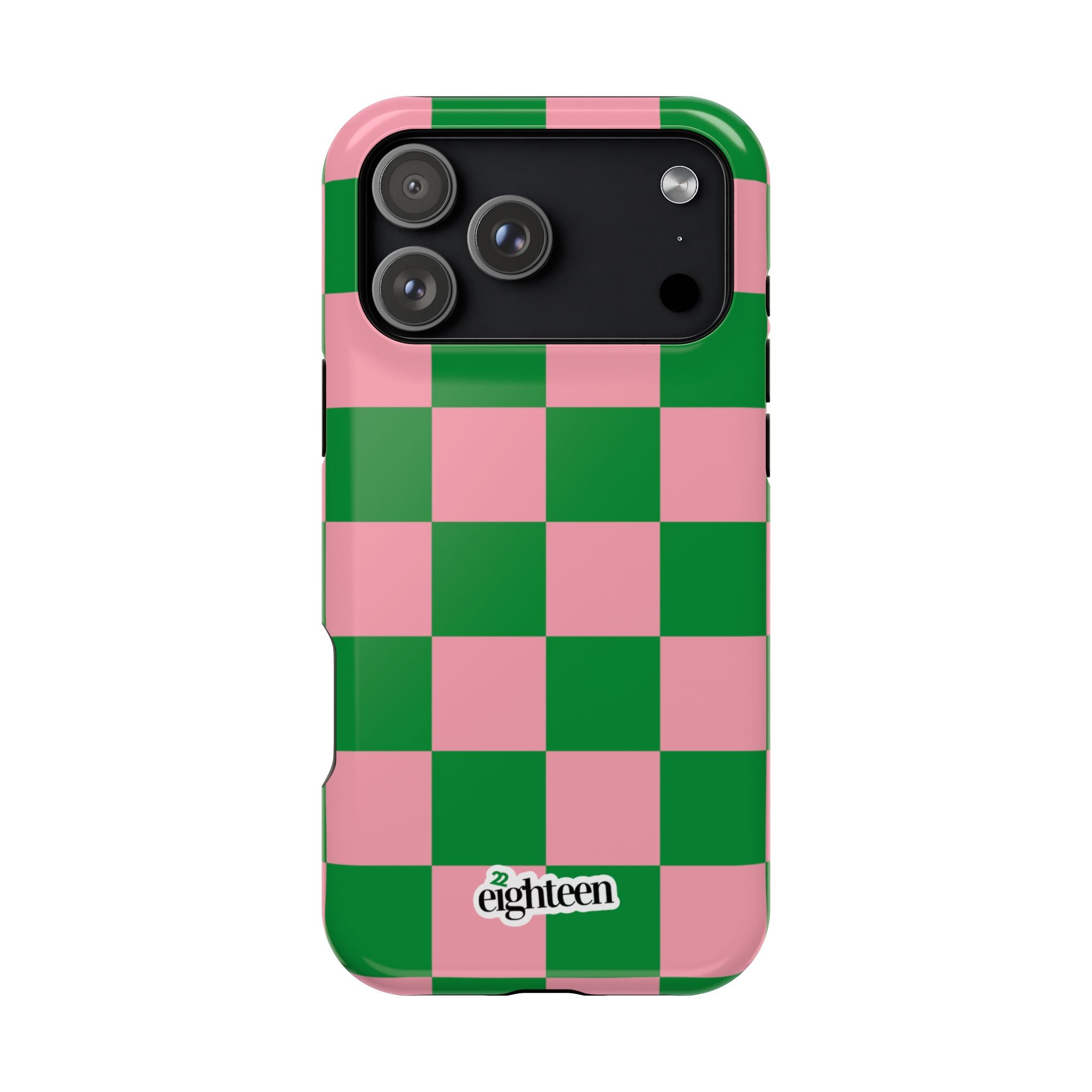 Pink Salmon & Apple Green Sorority Checkered MagSafe Tough Case