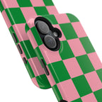 Pink Salmon & Apple Green Sorority Checkered MagSafe Tough Case