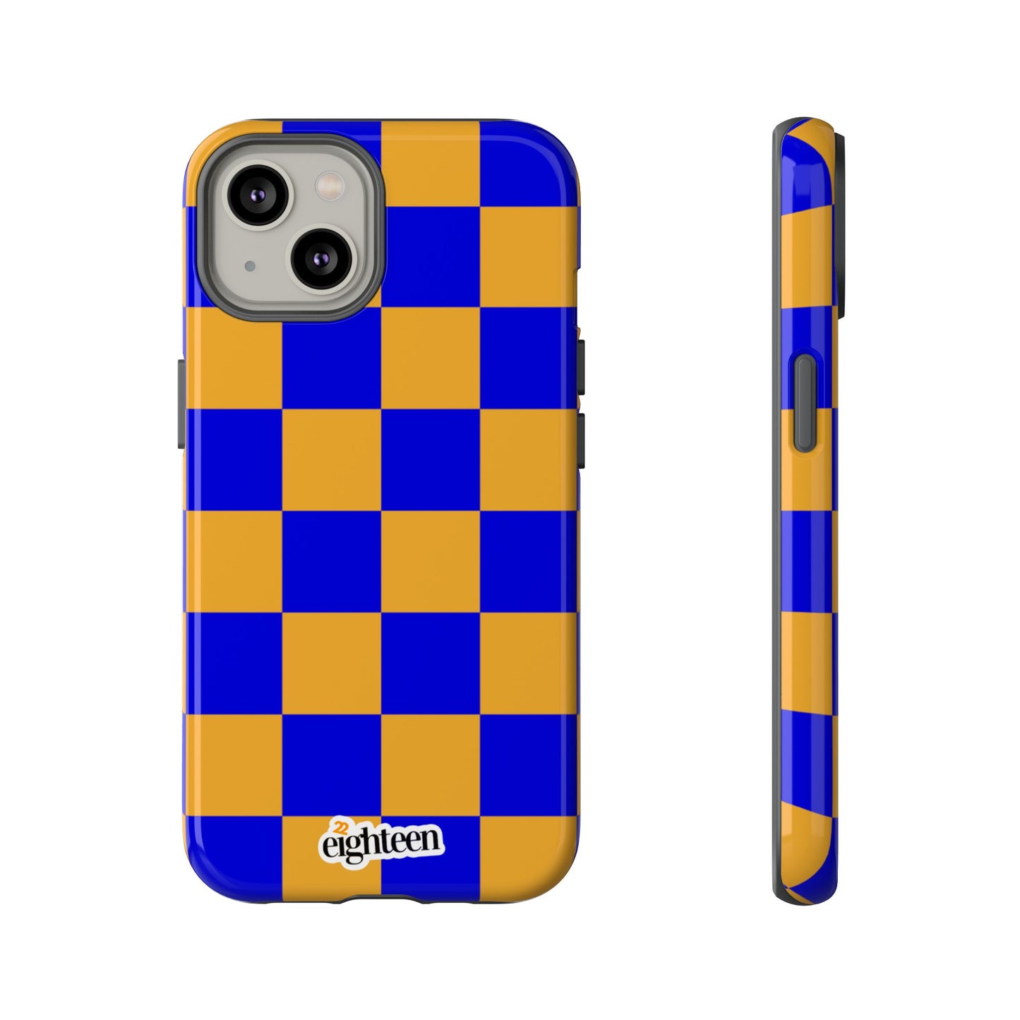 Royal Blue & Gold Checkered Tough Phone Case