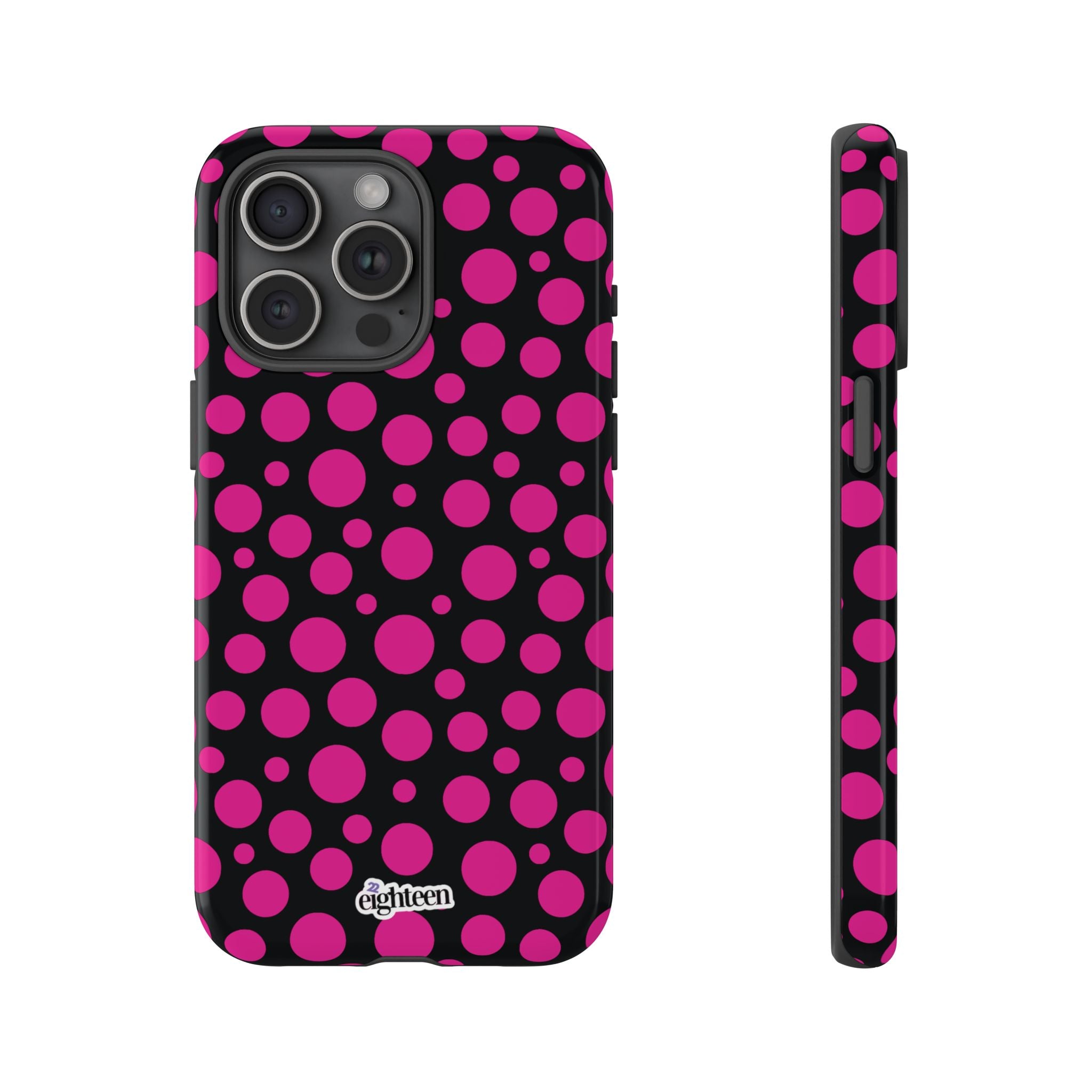 Black + Pink Poppy Tough Phone Case