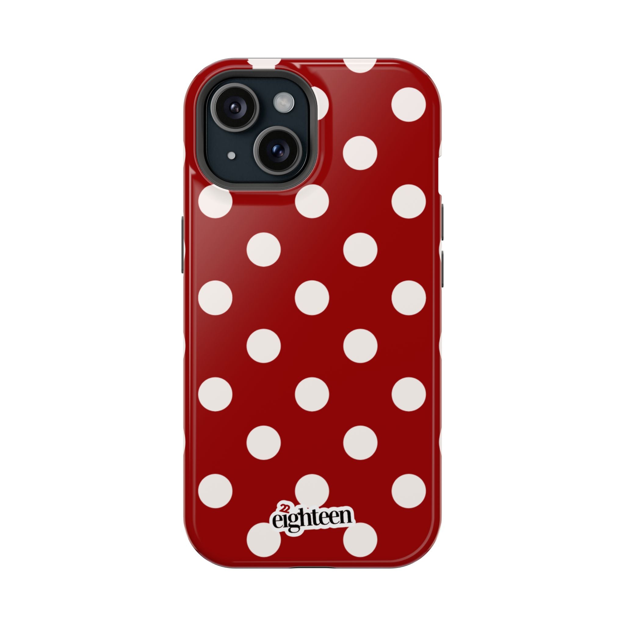 Crimson & Cream Polka Dot MagSafe Tough Case