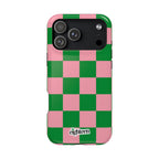 Pink Salmon & Apple Green Check, Please! MagSafe Phone Case
