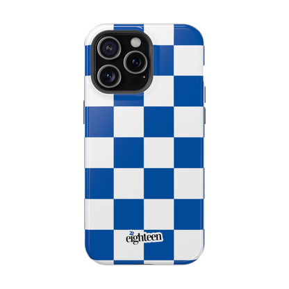 Royal Blue & White Sorority Checkered MagSafe Tough Case