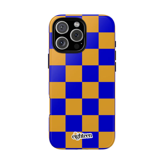 Royal Blue & Gold Checkered Tough Phone Case