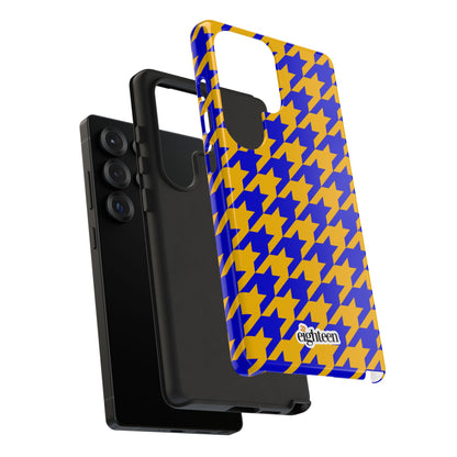 Royal Blue & Gold Houndstooth Tough Phone Case