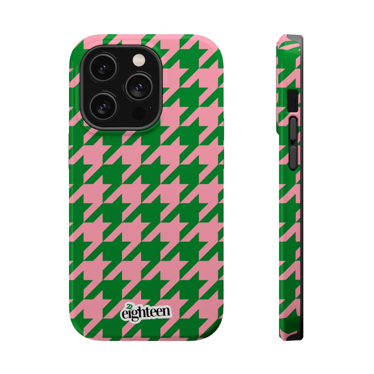 Pink Salmon & Apple Green Sorority Houndstooth MagSafe Tough Case