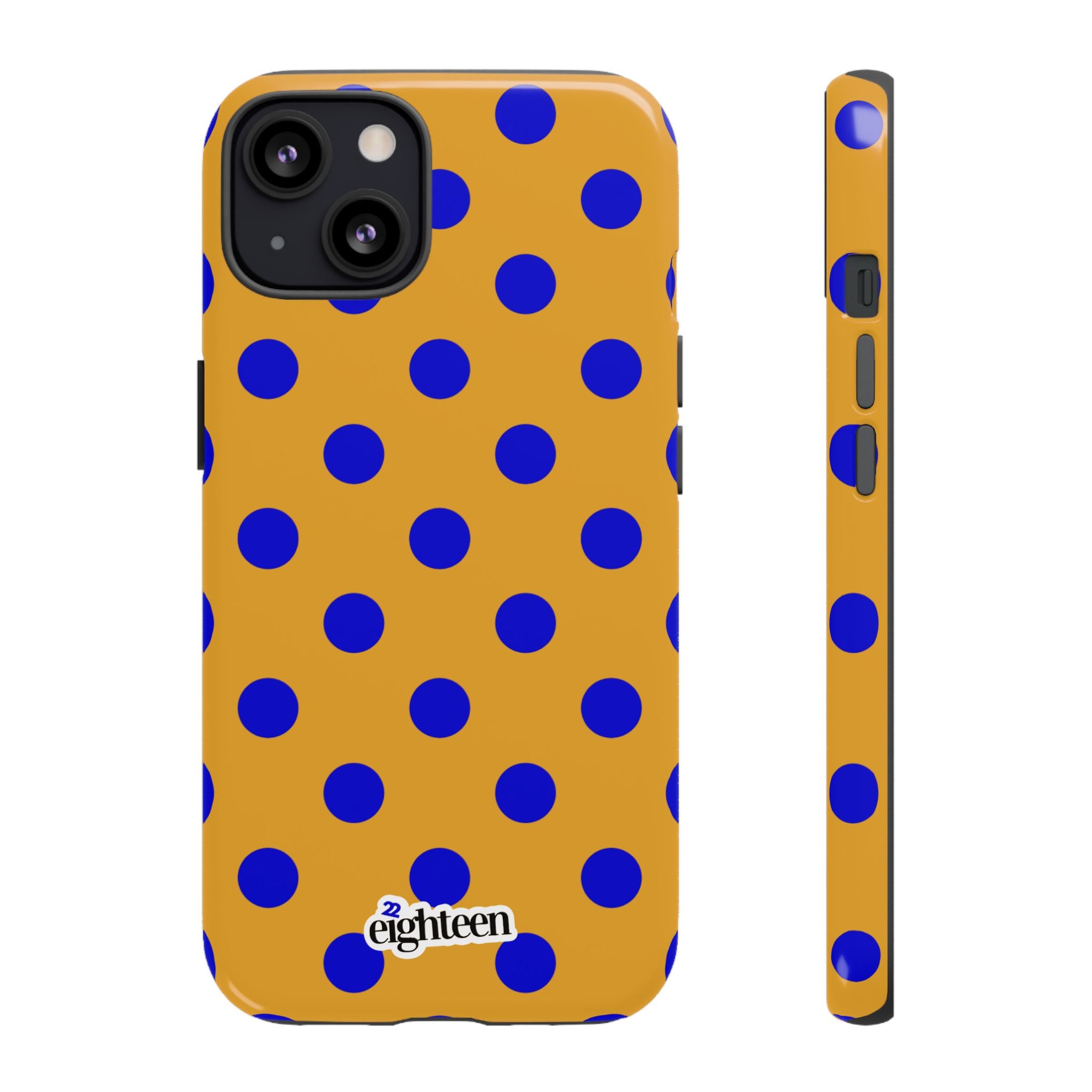 Royal Blue & Gold Polka Dot Tough Phone Case