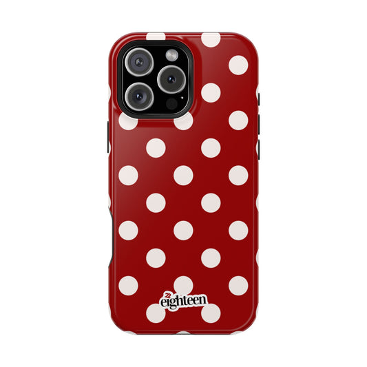 Crimson & Cream Sorority Polka Dot MagSafe Tough Case