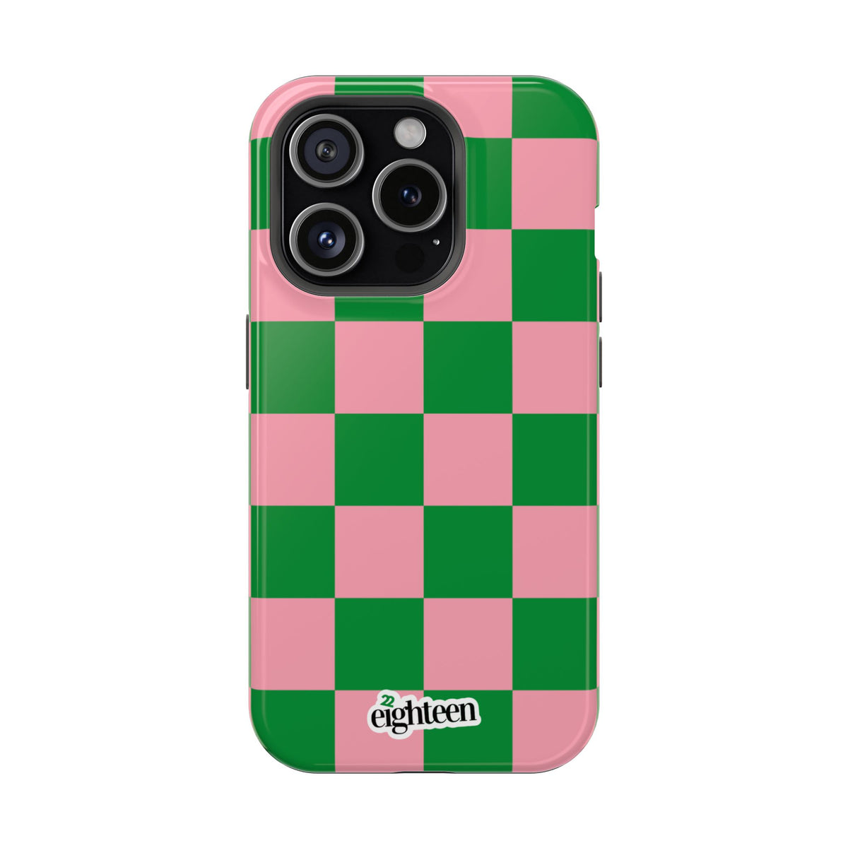 Pink Salmon & Apple Green Check, Please! MagSafe Phone Case