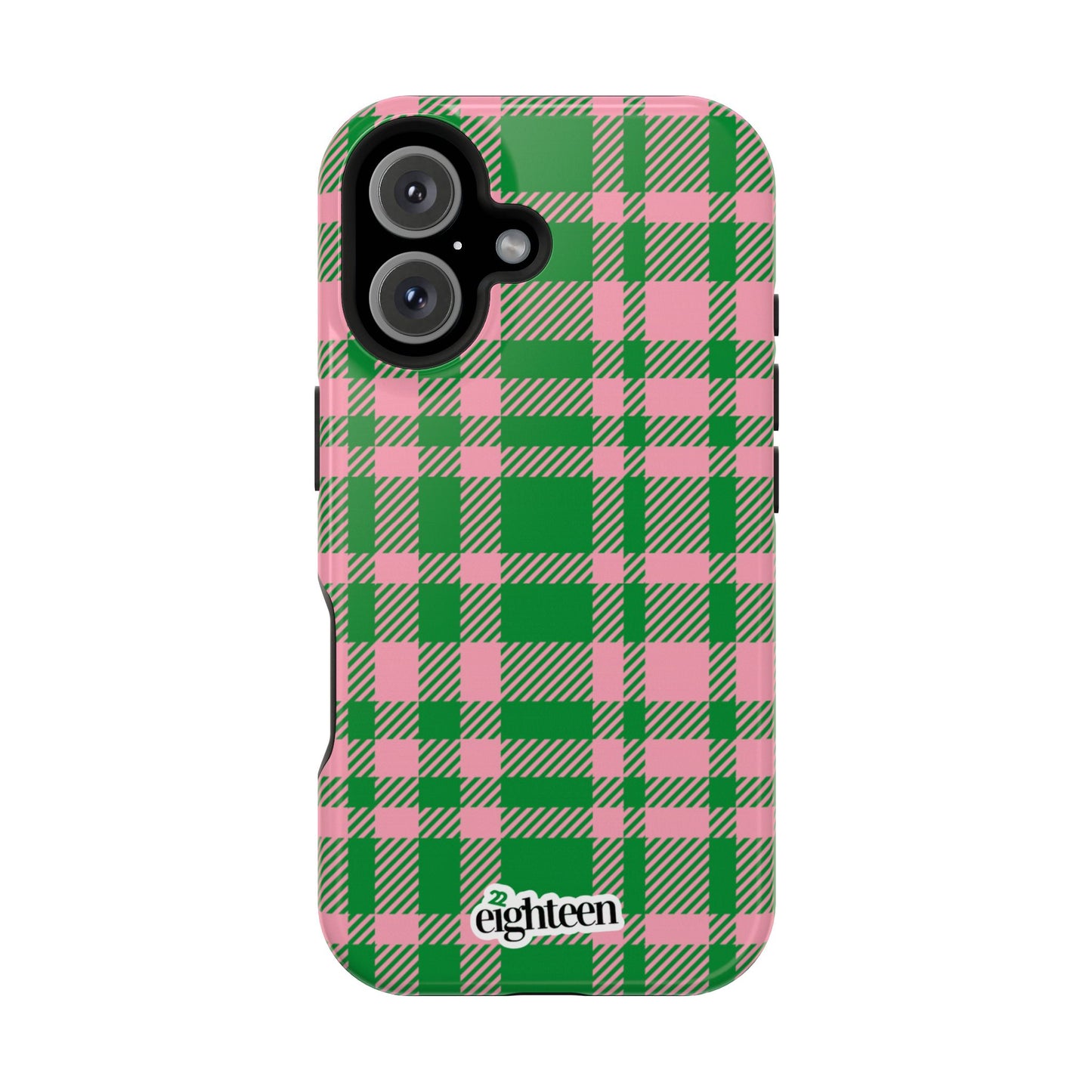 Pink Salmon & Apple Green Sorority Plaid MagSafe Tough Case