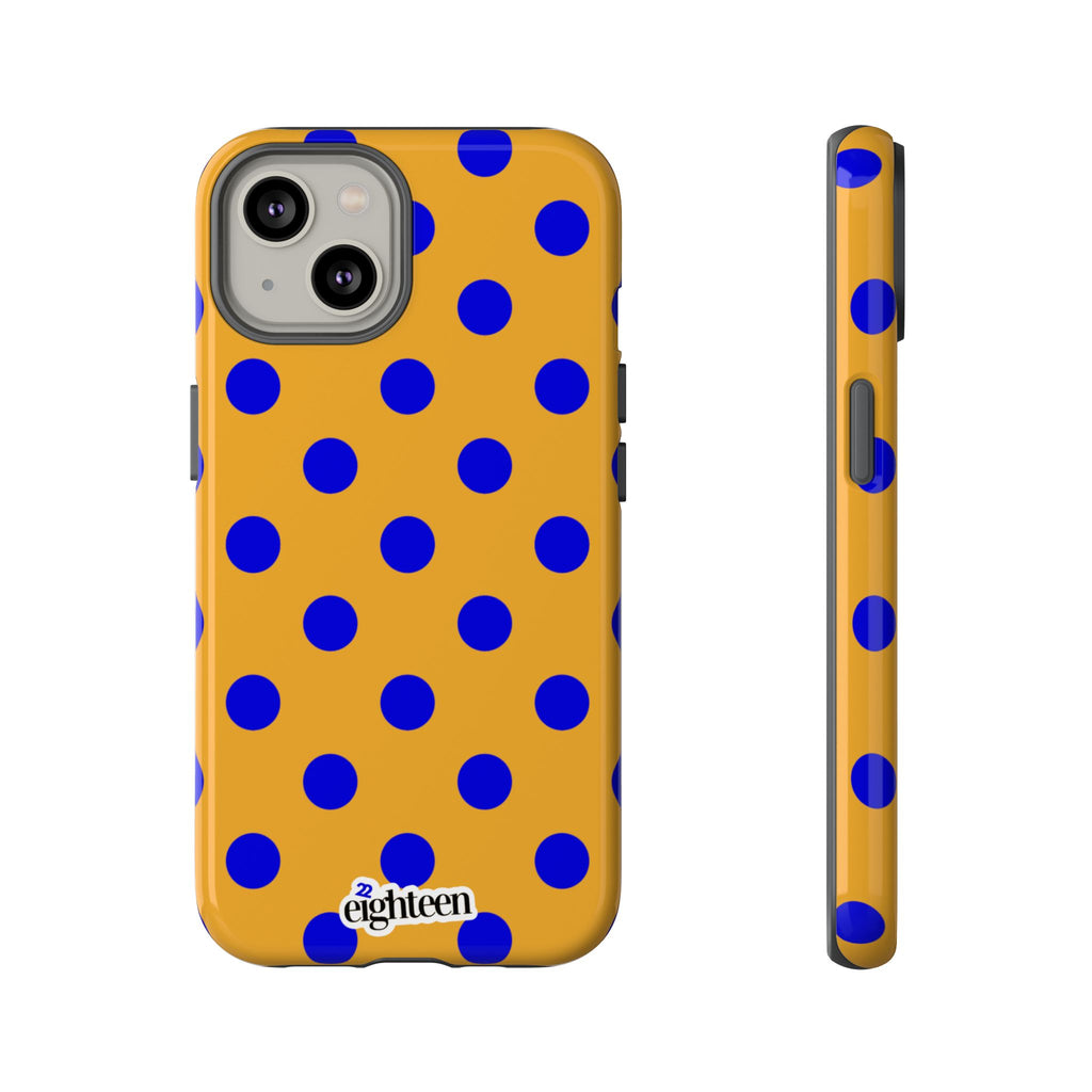 Royal Blue & Gold Polka Dot Tough Phone Case