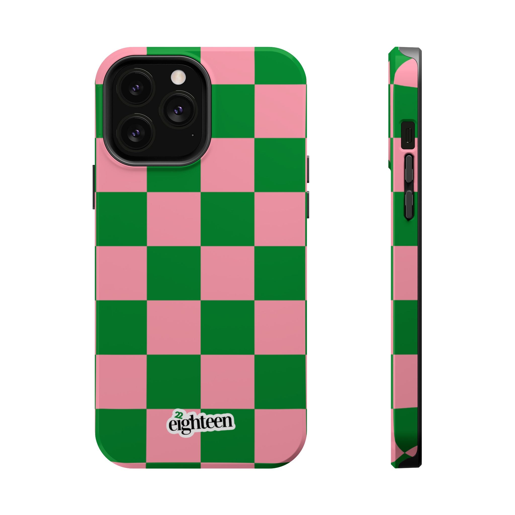 Pink Salmon & Apple Green Sorority Checkered MagSafe Tough Case