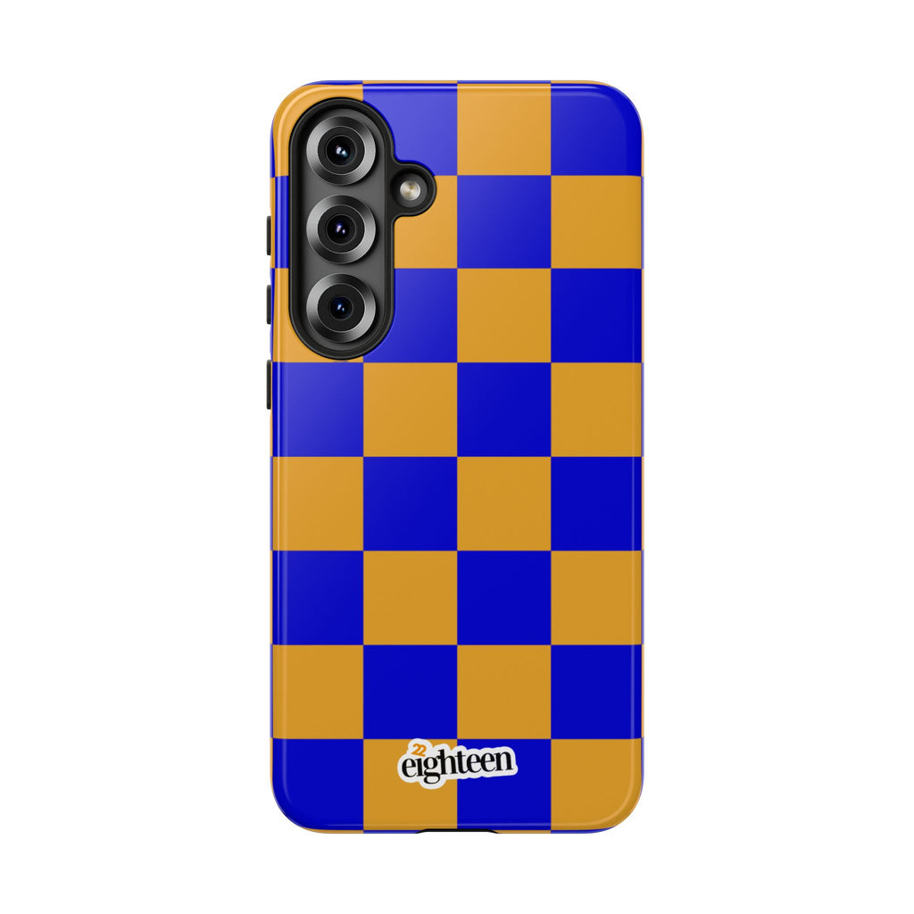 Royal Blue & Gold Check, Please! Phone Case