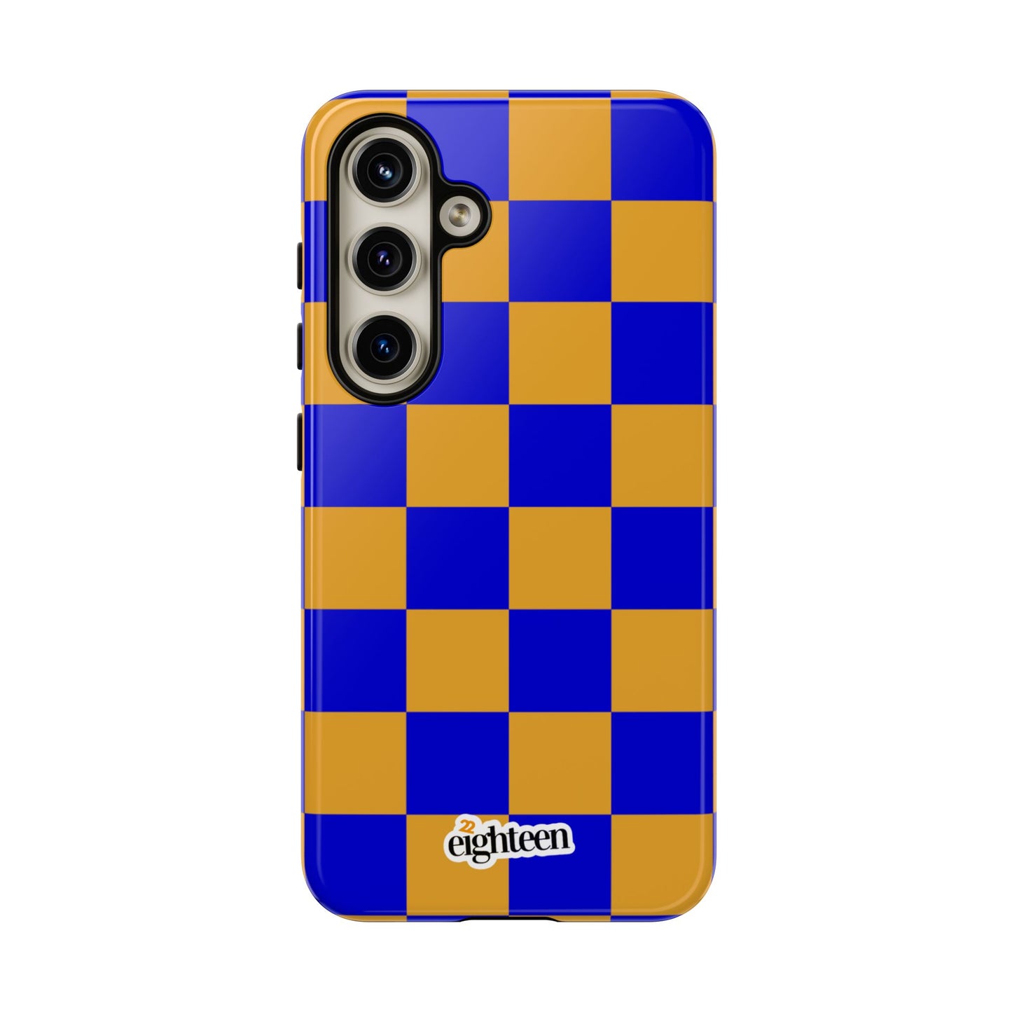 Royal Blue & Gold Checkered Tough Phone Case