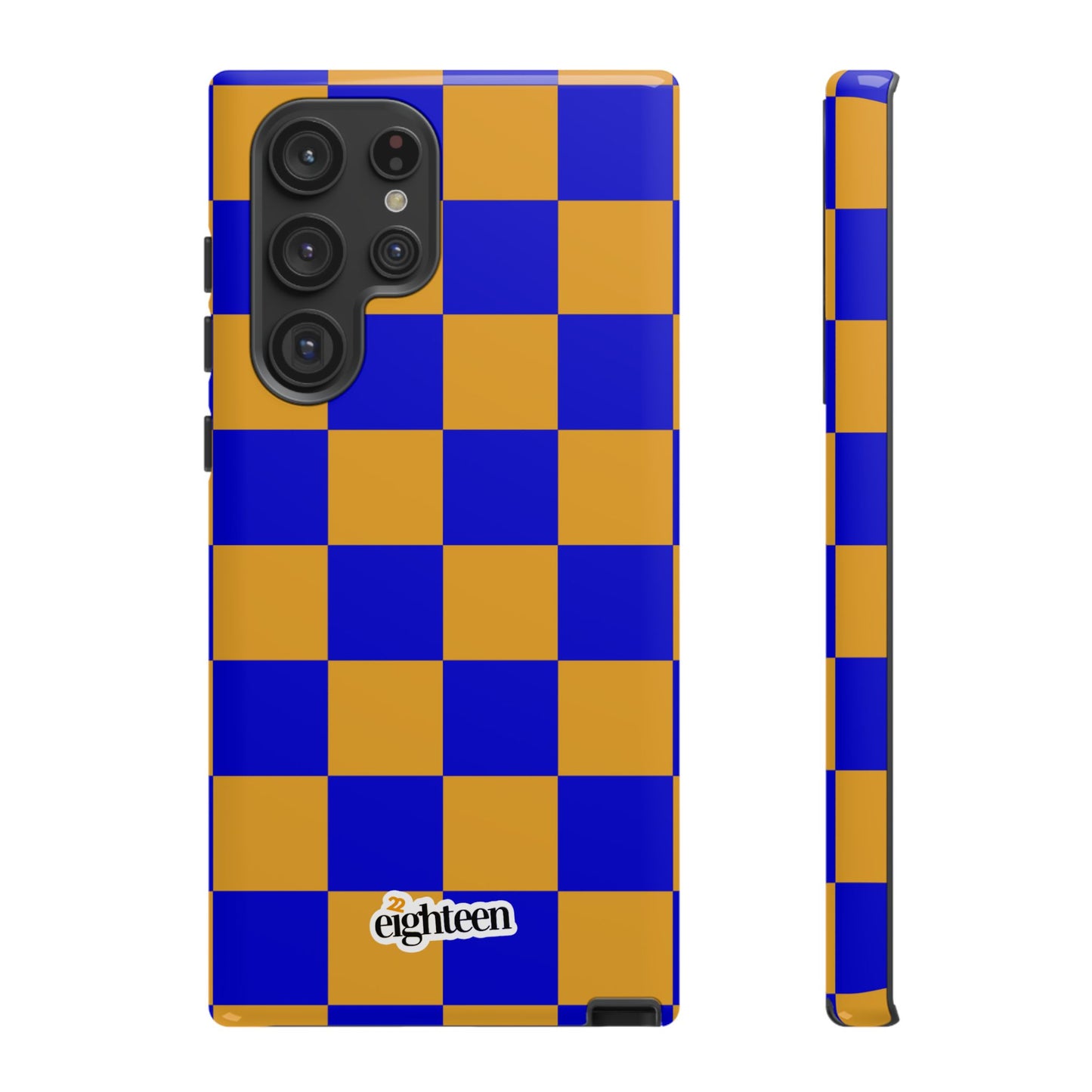 Royal Blue & Gold Checkered Tough Phone Case