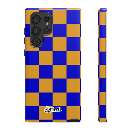 Royal Blue & Gold Checkered Tough Phone Case