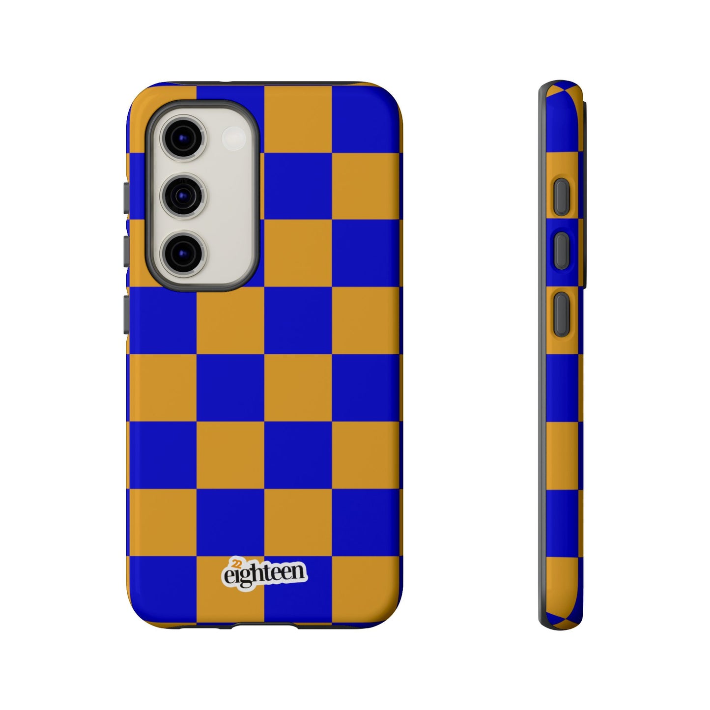 Royal Blue & Gold Checkered Tough Phone Case