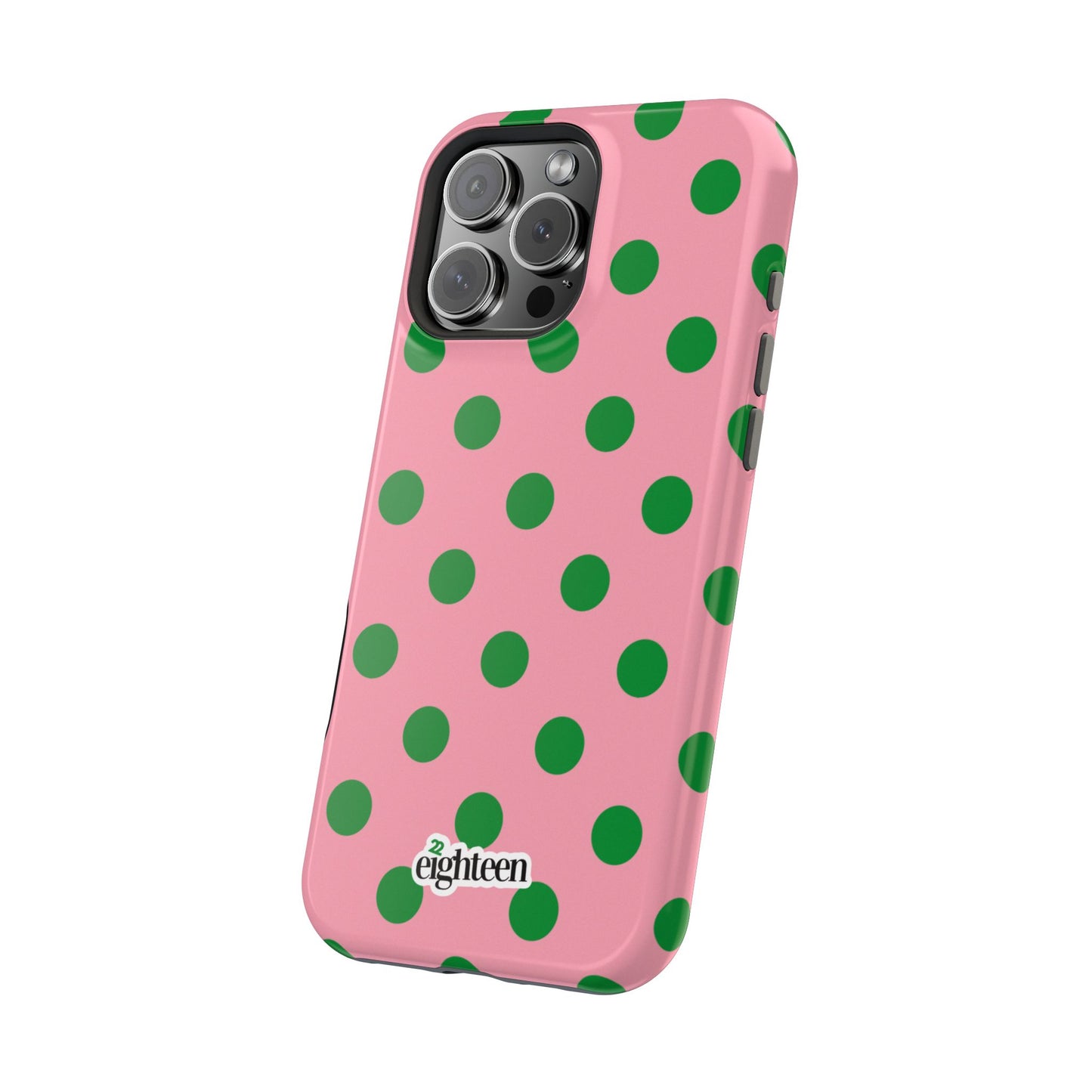 Pink Salmon & Apple Green Sorority Polka Dot MagSafe Tough Case