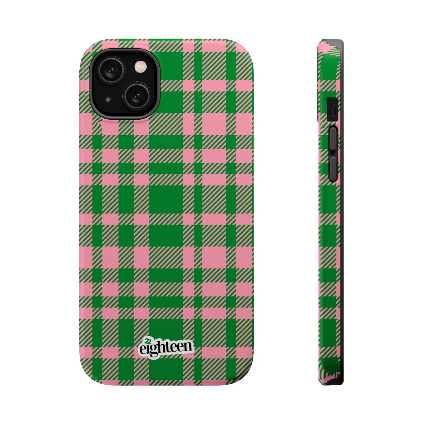 Pink Salmon & Apple Green Sorority Plaid MagSafe Tough Case