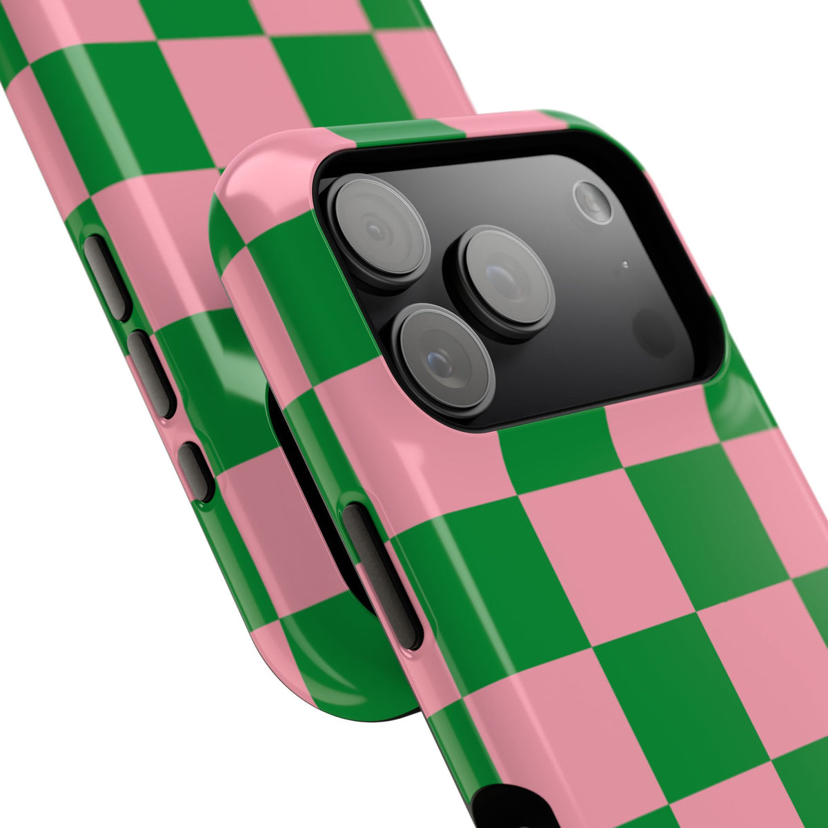 Pink Salmon & Apple Green Check, Please! MagSafe Phone Case