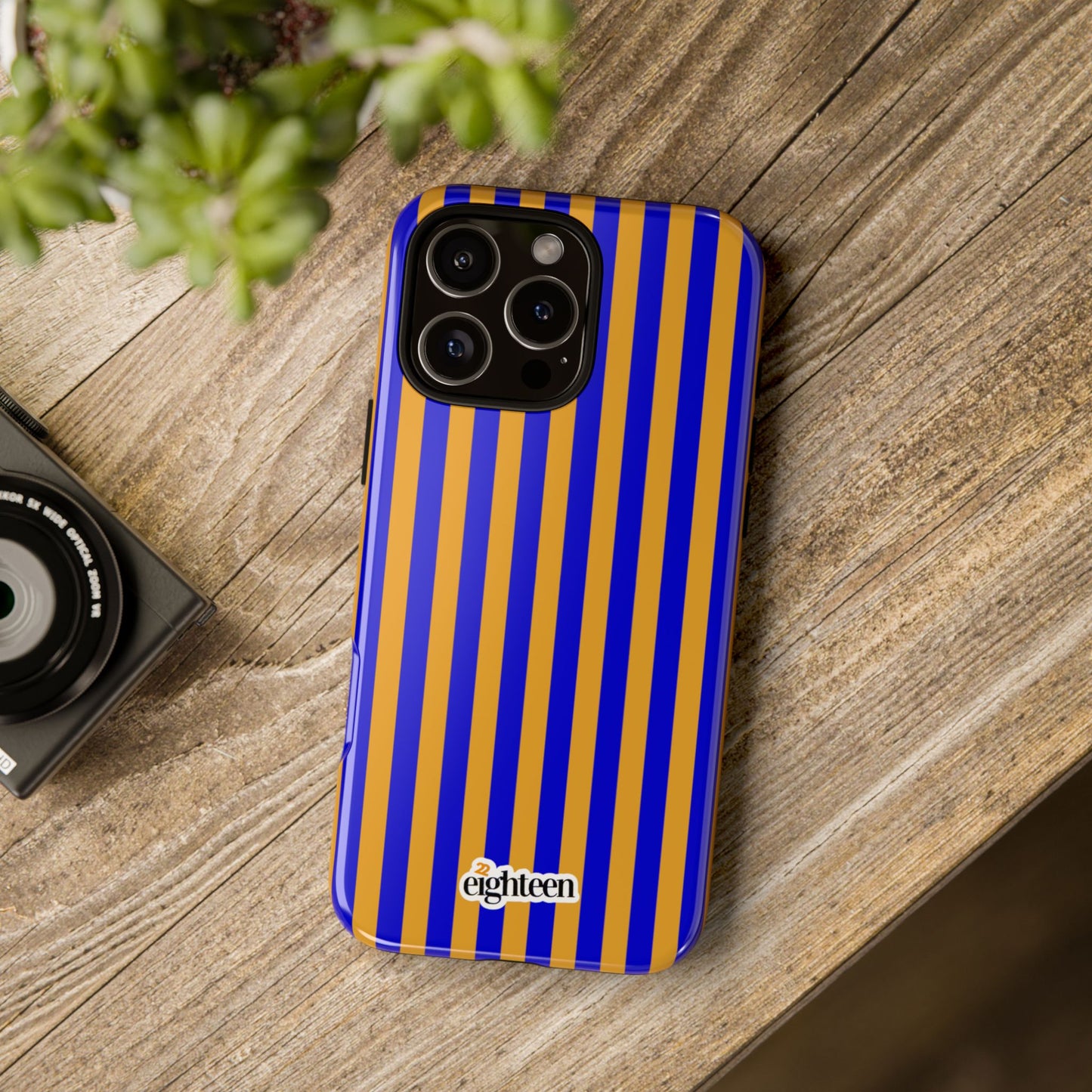 Royal Blue & Gold Stripe Tough Phone Case