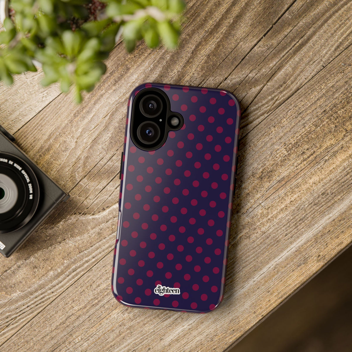 Night Blue & Burgundy Dot Theory Phone Case