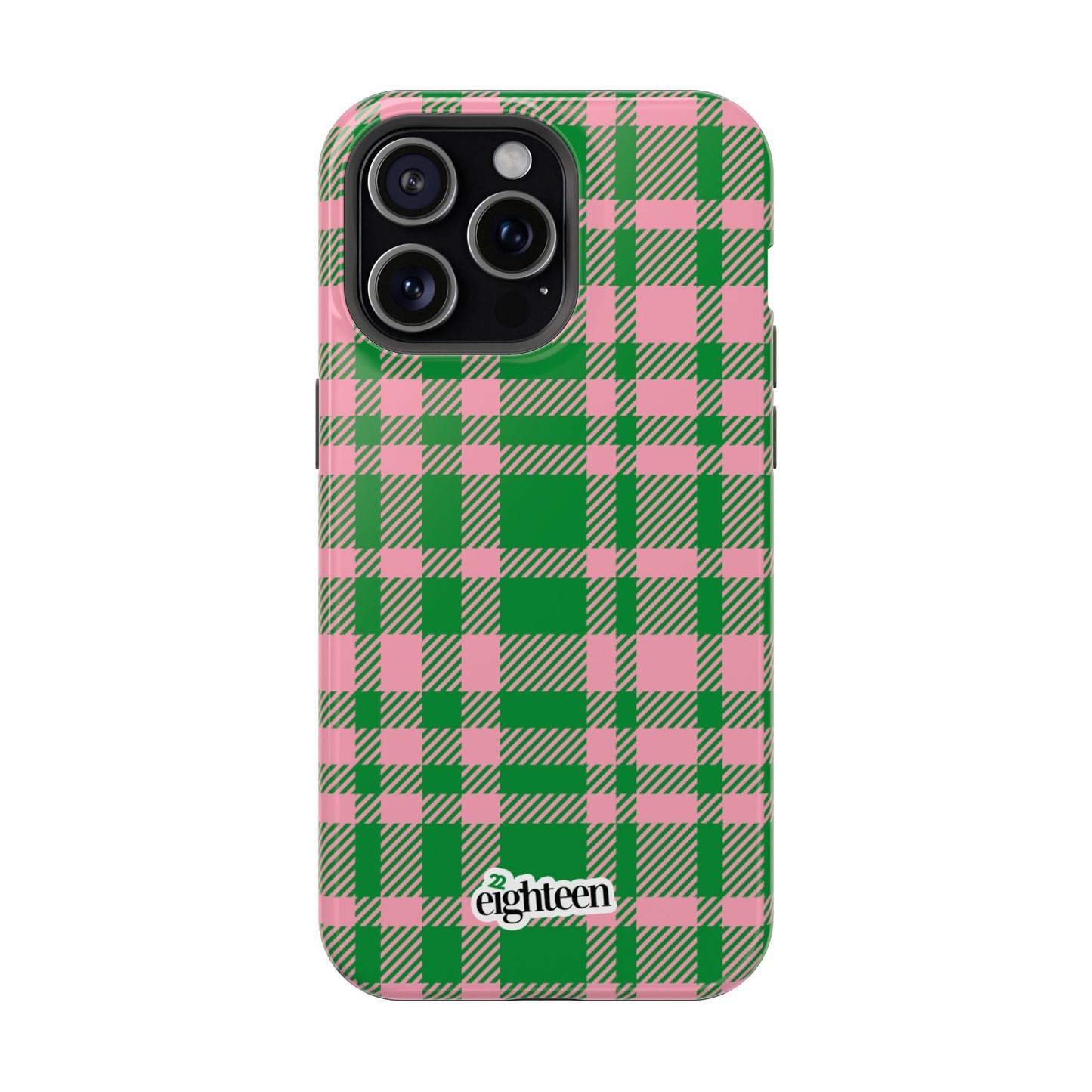 Pink Salmon & Apple Green Sorority Plaid MagSafe Tough Case