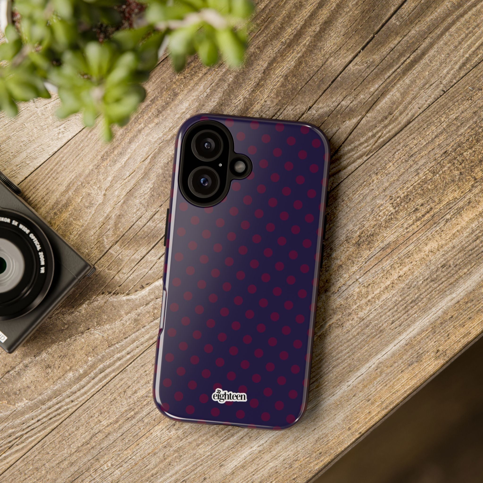 Night Blue & Burgundy Dot Theory Phone Case
